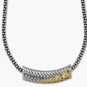 Sterling Silver & 18K Gold Bar Pendant Necklace - New